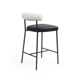 Alita Stool - Mustang Black & Chex Bouclé Polar