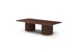 Lantine Coffee Table - Double Pedestal - Walnut & Brass
