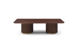 Lantine Coffee Table - Double Pedestal - Walnut & Brass