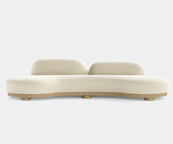 High-end Skim Sofa featuring natural oak and premium fabric design.