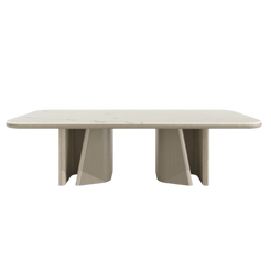 Alba Luxury Natural Stone Top Dining Table – Sculptural Base