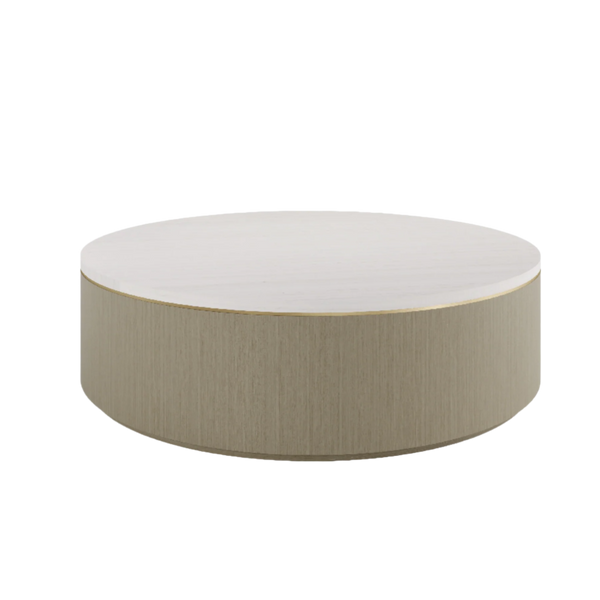 Ouro Luxury Round Natural Stone Top & Antique Brass Coffee Table