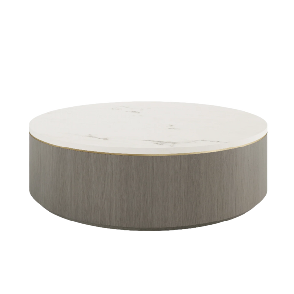 Ouro Luxury Round Natural Stone Top & Antique Brass Coffee Table