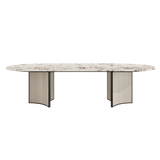 Trésor Luxury Natural Stone Top Dining Table & Antique Brass 