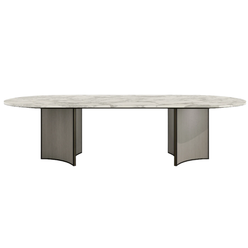 Trésor Luxury Natural Stone Top Dining Table & Antique Brass C