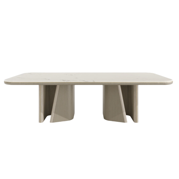 Alba Luxury Natural Stone Top Dining Table – Sculptural Base B
