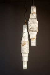 United Alabaster Kavanagh Pendant Light in natural alabaster with a matt black structure