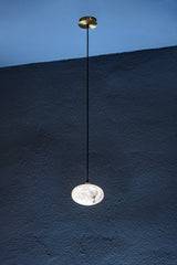 United Alabaster Oval Pendant Light in natural alabaster, single shade