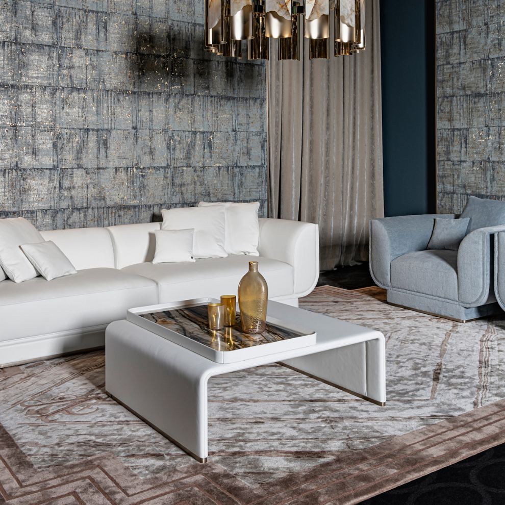 Visionnaire Foster Luxury Modern Coffee Table: Curved Leather Base ...