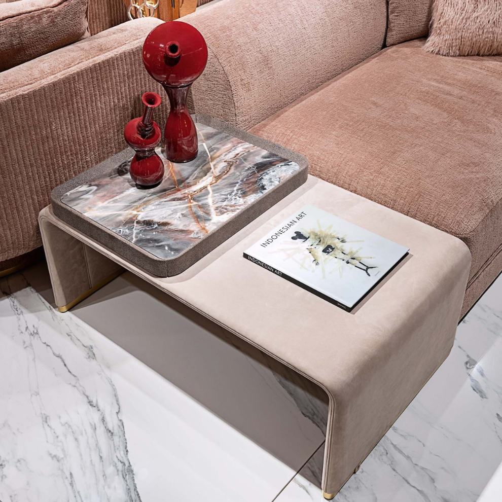 Visionnaire Foster Luxury Modern Coffee Table: Curved Leather Base ...
