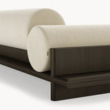 Dolmen Wade Sofa in Designers Guild Kinmel Chalk FDG3006/10 fabric, black oak base, fourth view