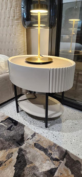 Avola Bedside Table - Matte Beige