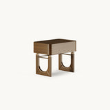 Mezzo Collection Williams Nightstand, matte walnut and polished brass, available from Touched Interiors UK