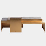 Zephyria Skyline Bronze Brass Centre Table With Marble Top