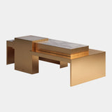 Zephyria Skyline Bronze Brass Centre Table With Marble Top