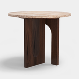 Caffe Latte Affogato Side Table in travertine and walnut
