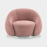Albenga Curved Tube Luxury Armchair in Brionne fabric with a chrome base