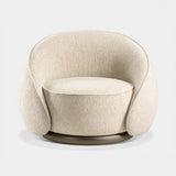 Albenga Curved Tube Luxury Armchair in Clunis wool boucle with brown burnished brass