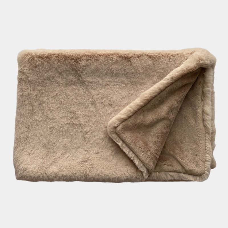 Almond Premium Faux Fur Throw