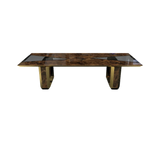 Velouré Dining Table Armani Edition: Glass, High Gloss & Emperador Marble