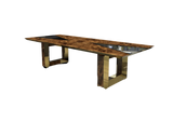 Velouré Dining Table Armani Edition: Glass, High Gloss & Emperador Marble