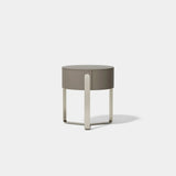 Ashbourne Single Drawer Luxury Bedside Table: matt taupe lacquer with metal legs