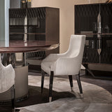 Ashford Round Leather Base Luxury Dining Table, close-up detail