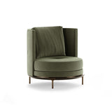 Aster Estee Armchair, black stained oak matte wood and bronze patina brass, Alhambra Jimena, available from Touched Interiors UK