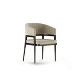 Aster Mark Dining Chair, black oak stain matte wood and brushed brass, Rubelli Crochet, available from Touched Interiors UK