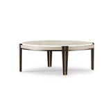 Aster Mary Coffee Table, oak veneer, marble and brushed brass, available from Touched Interiors UK