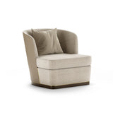 Aster Michael Armchair, moka oak stain matte wood and brushed brass, available from Touched Interiors UK