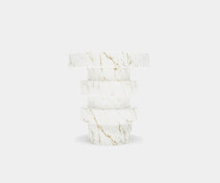 Aura Calacatta Gold Side Table: Modern Luxury in Marble.