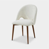 Berkeley Designs Argenta Dining Chair, ivory textured fabric with dark wood-finish legs, angled view