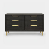 Berkeley Designs Aspen Chest of Drawers, coffee oak veneer with brushed brass details