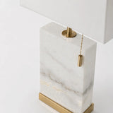 Berkeley Designs Avignon Table Lamp, white marble and brushed brass with white shade, detail