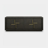 Berkeley Designs Bristol Media Unit, dark brown oak veneer with gold-finish handles