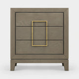 Berkeley Designs Lucca 3 Drawer Chest, textured taupe grey oak veneer with brass handle