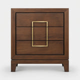 Berkeley Designs Lucca 3 Drawer Chest, natural walnut veneer with brass handle