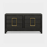 Berkeley Designs Lucca Chest of Drawers, textured brown oak veneer with brass handles