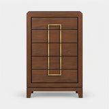 Berkeley Designs Lucca Tall Chest of Drawers, natural walnut veneer with brass handle