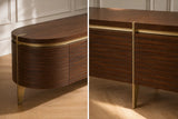 Berkeley Designs Malibu Media Unit, natural walnut veneer with brass accents, room setting