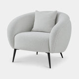 Berkeley Designs Naples Occasional Chair, ivory textured upholstery with slim black legs, angled view