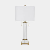 Berkeley Designs Positano Table Lamp, clear crystal and brass with white shade