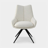 Berkeley Designs Salerno Swivel Chair, ivory textured upholstery with black metal swivel base
