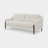Berkeley Designs Siena Sofa, ivory textured upholstery with slim black metal legs, angled view