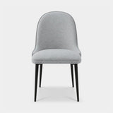 Berkeley Designs Tivoli Dining Chair, light grey textured upholstery with slim black metal legs