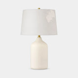Berkeley Designs Turin Table Lamp, ivory ceramic and brushed brass with white shade
