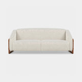 Berkeley Designs Verona Sofa, ivory textured upholstery with walnut frame and brass details