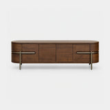 Berkeley Designs Vienna Media Unit, textured walnut veneer with wrap-around brushed brass detail