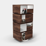 Caffe Latte Biscotti Bookcase in walnut and satin nickel